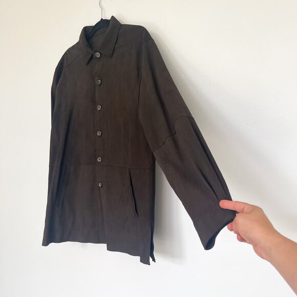 Men's Jose Luis Brown Leather Button Down Shirt NWT size 40 R - Picture 3 of 10